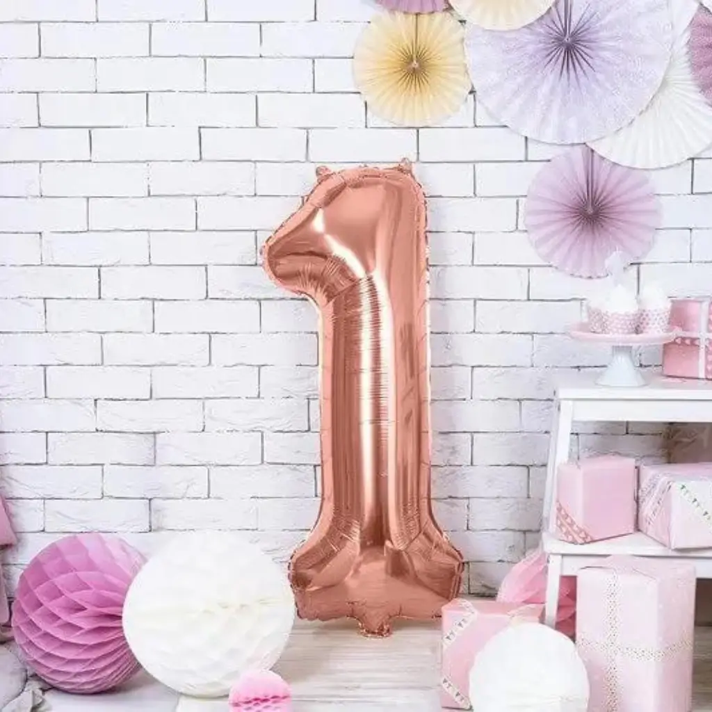 Palloncino anniversario numero 1 Oro rosa 86cm