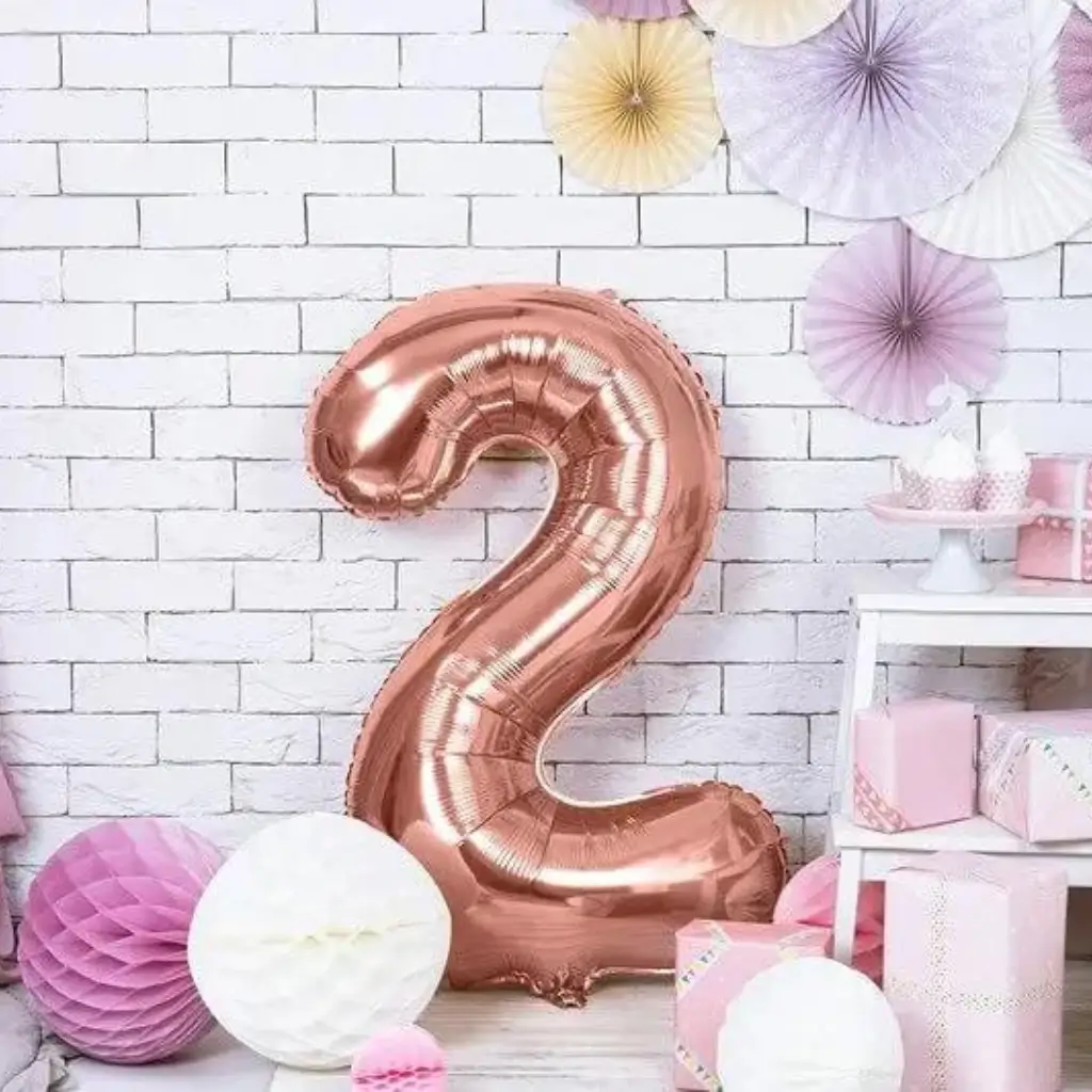 Palloncino anniversario numero 2 Oro Rosa 86cm