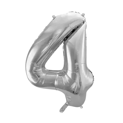 Palloncino anniversario numero 4 Argento 86cm