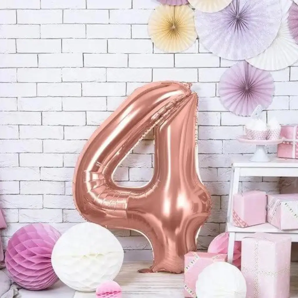 Palloncino anniversario numero 4 Oro Rosa 86cm