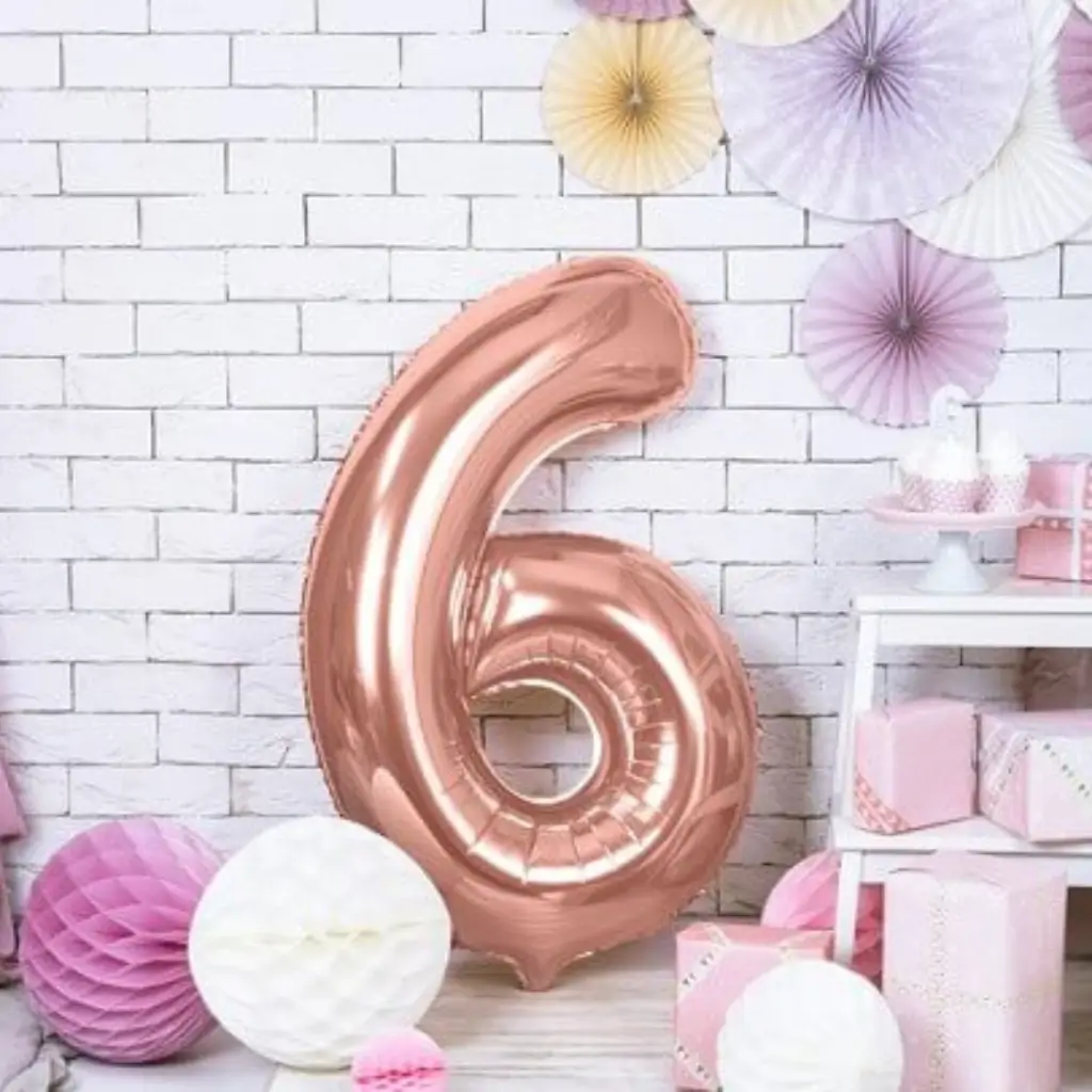 Palloncino anniversario numero 6 Oro Rosa 86cm