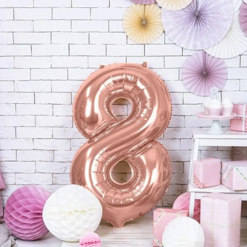 Palloncino anniversario numero 8 Oro Rosa 86cm