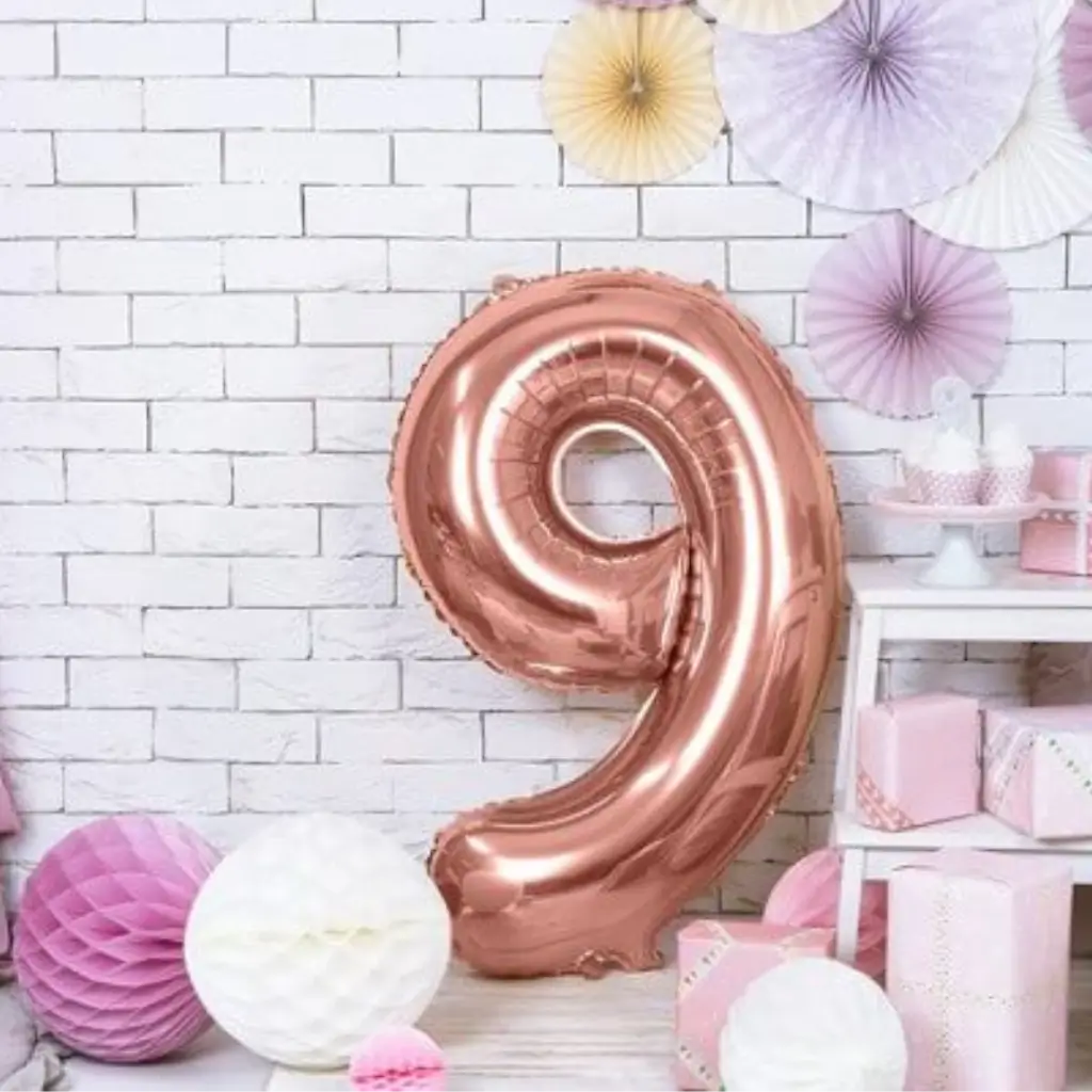 Palloncino anniversario numero 9 Oro rosa 86cm