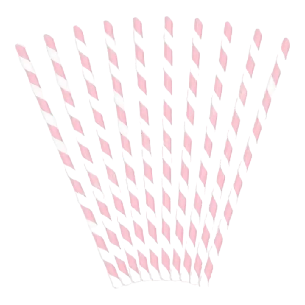 Cannuccia di carta a righe rosa (confezione da 10)