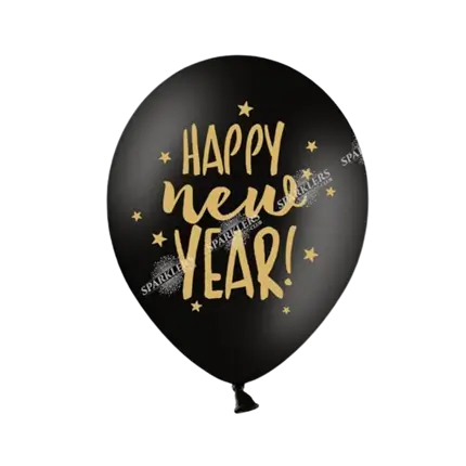 Confezione da 50 palloncini neri Happy New Year Balloons