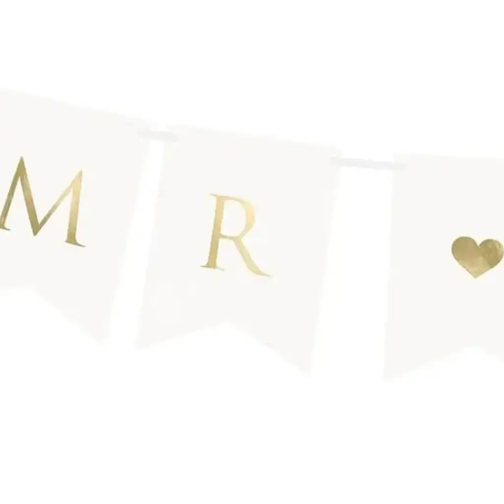 Mr. Mrs. Wedding Banner, bianco/oro