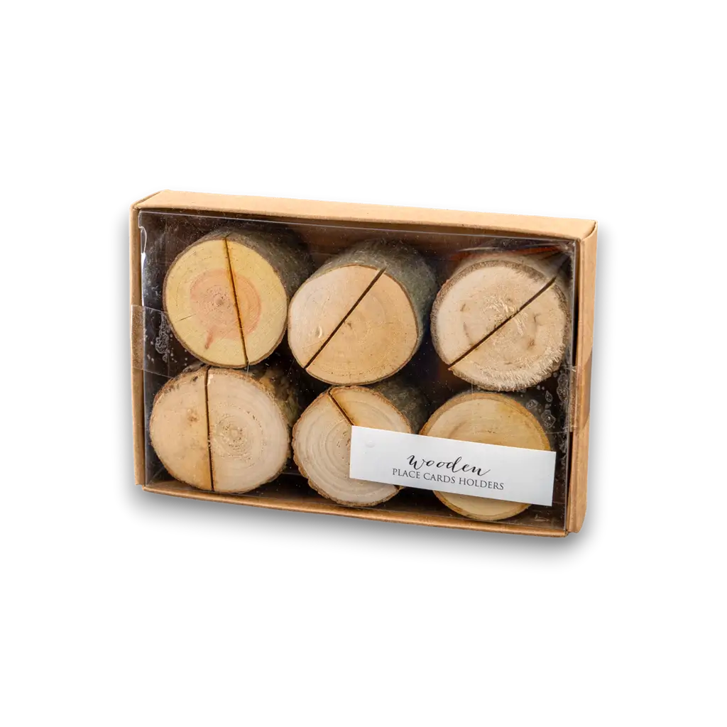 Titolare della carta di legno, diametro 3-4cm set di 6