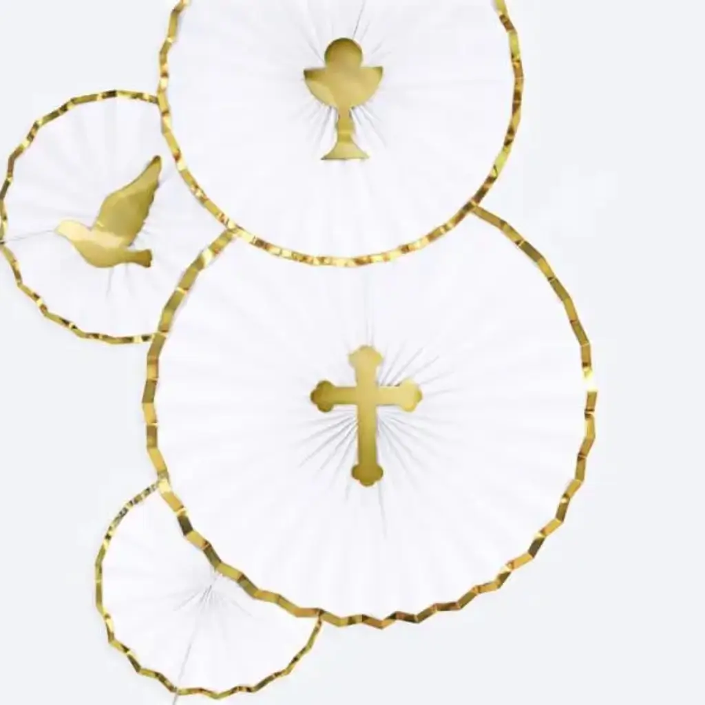 Rose bianche decorative con bordi dorati (3 pezzi)