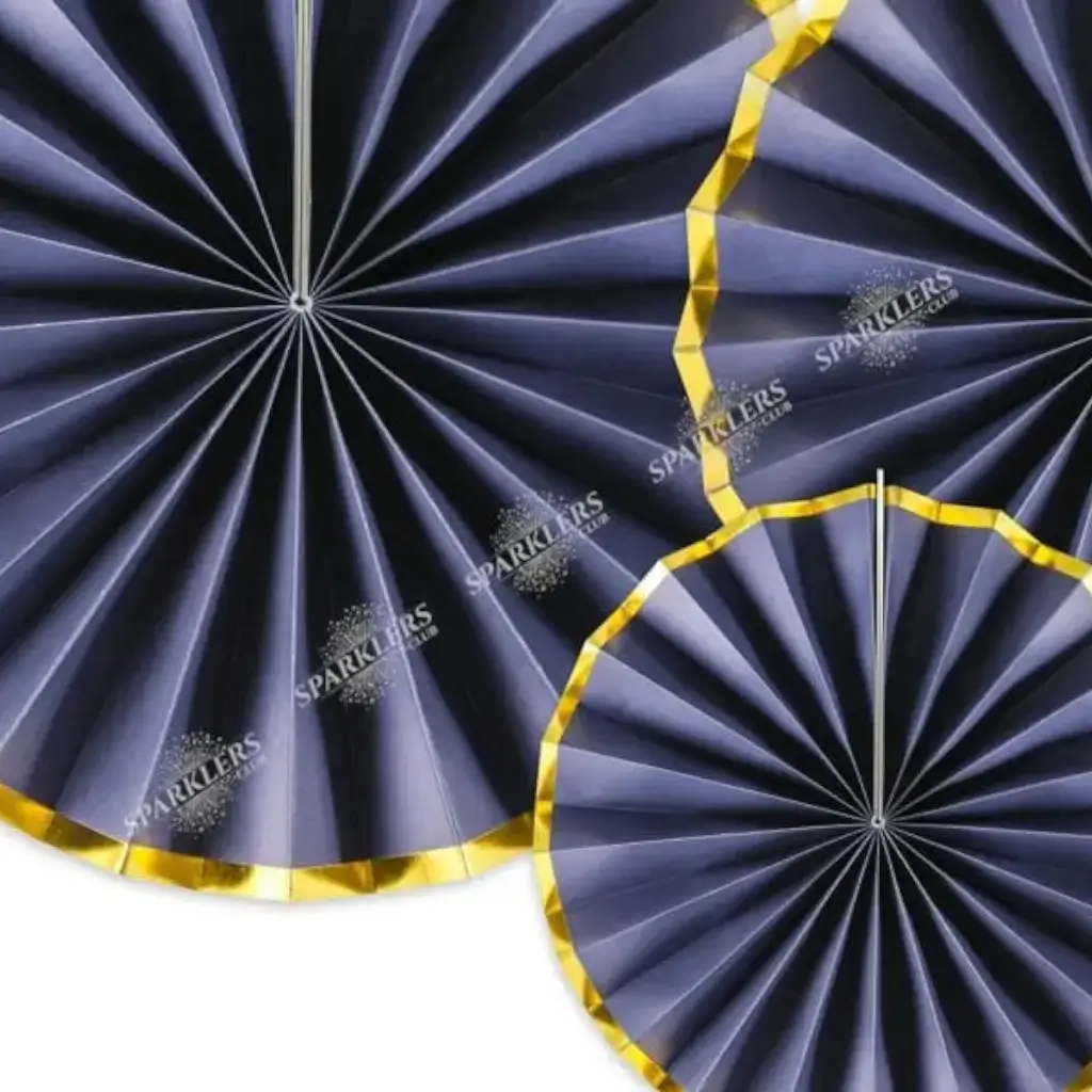Rose blu decorative con bordi dorati (3 pezzi)