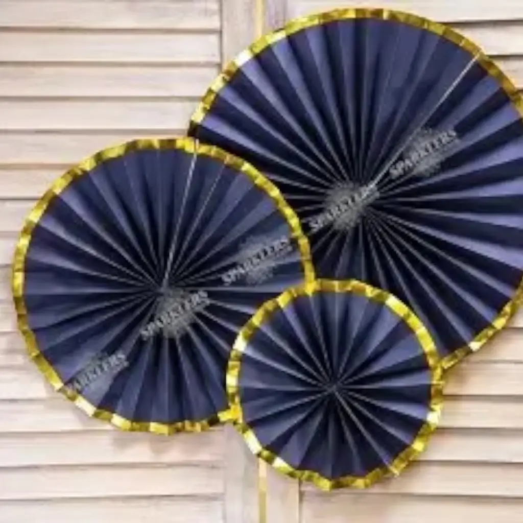 Rose blu decorative con bordi dorati (3 pezzi)