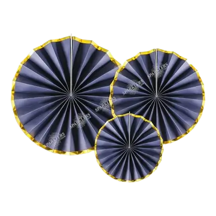 Rose blu decorative con bordi dorati (3 pezzi)