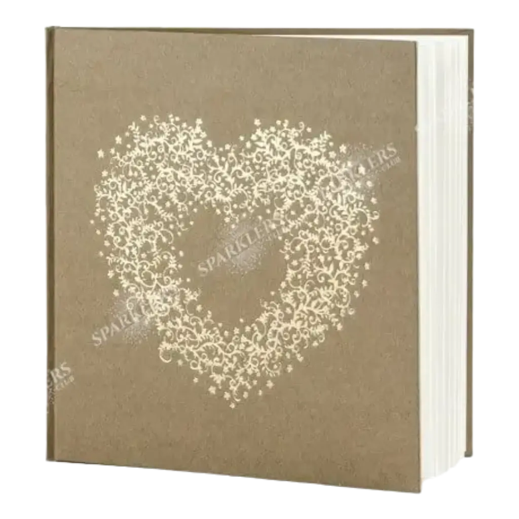 Libro degli ospiti Kraft da sposa con ornamento in oro 22 pagine