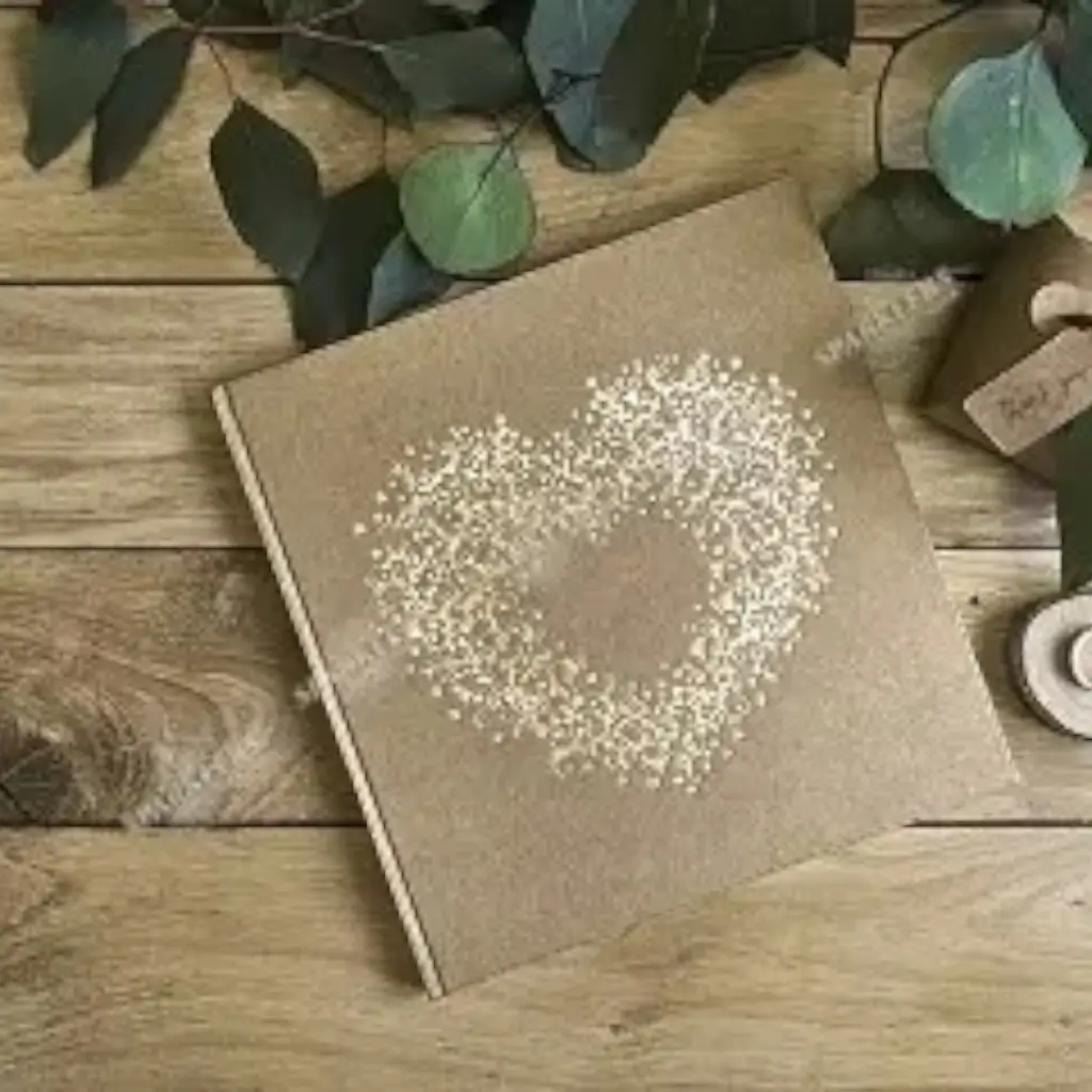 Libro degli ospiti Kraft da sposa con ornamento in oro 22 pagine