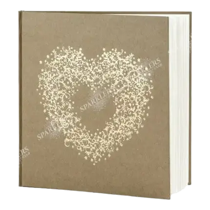 Libro degli ospiti Kraft da sposa con ornamento in oro 22 pagine