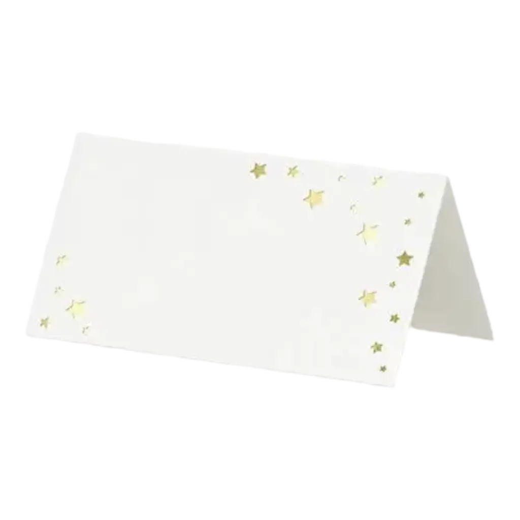Biglietto segnaposto in carta bianca con stelle dorate (set da 10)