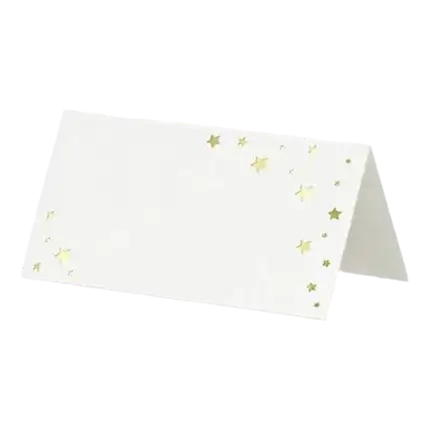 Biglietto segnaposto in carta bianca con stelle dorate (set da 10)