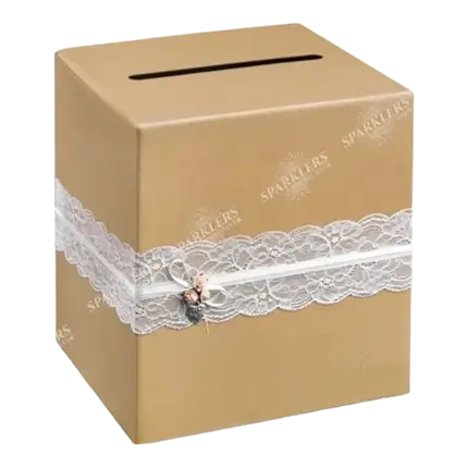 Urna di carta kraft con pizzo bianco