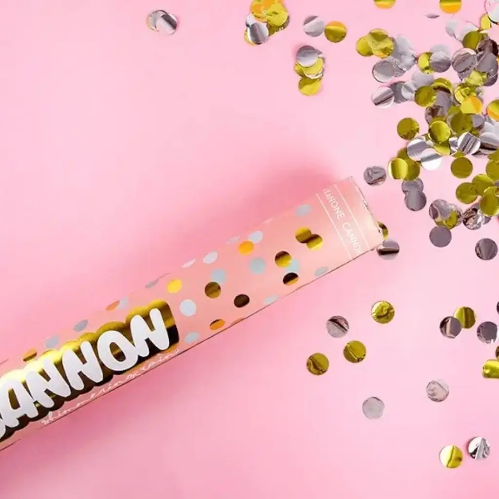 Cannoni Coriandoli 40cm rotondi Oro