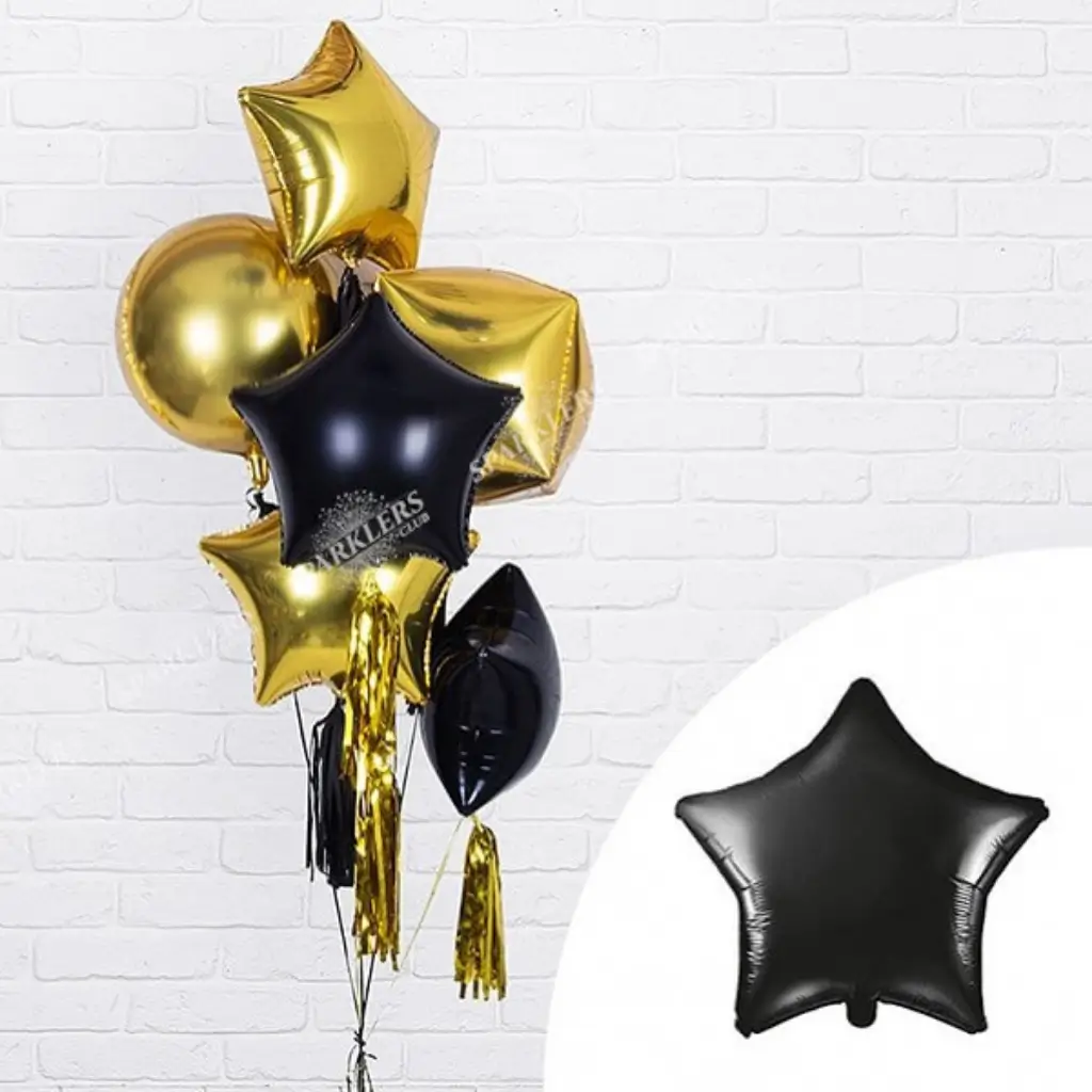 Metal Star Balloon Nero 48cm