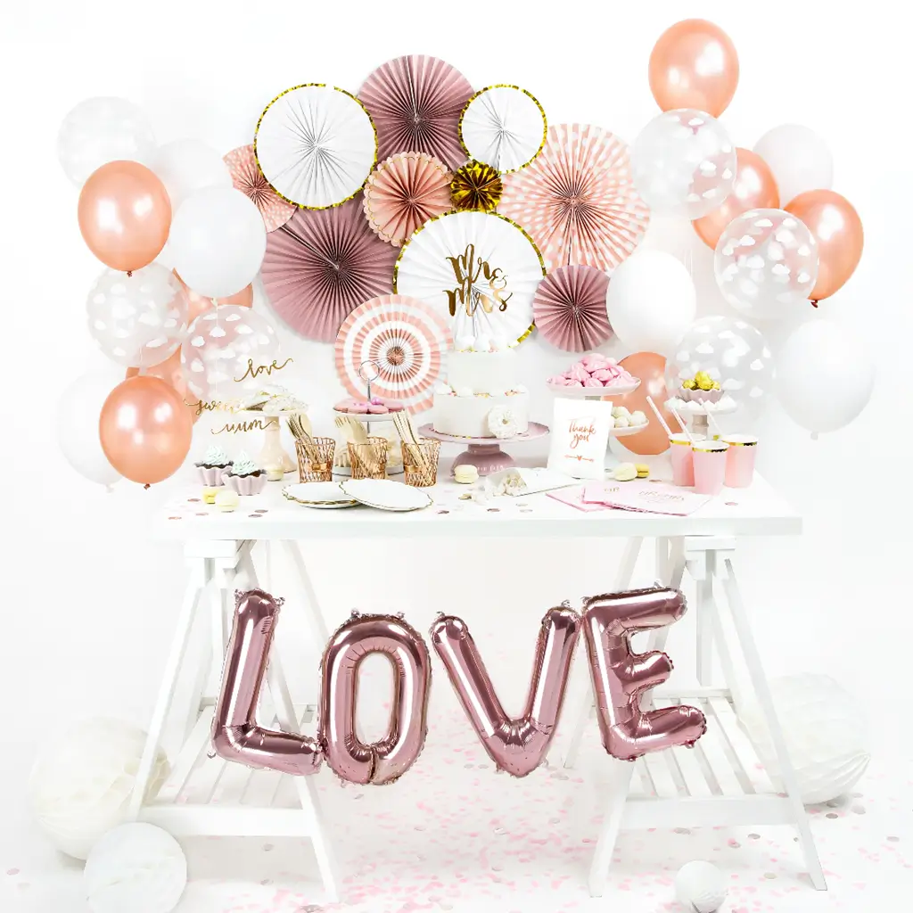 Confezione da 100 Palloncini Oro Rosa Metallici