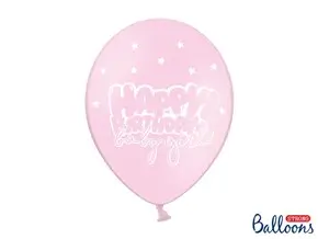 Confezione da 10 palloncini rosa HAPPY BIRTHDAY BIRTHDAY BABY GIRL.