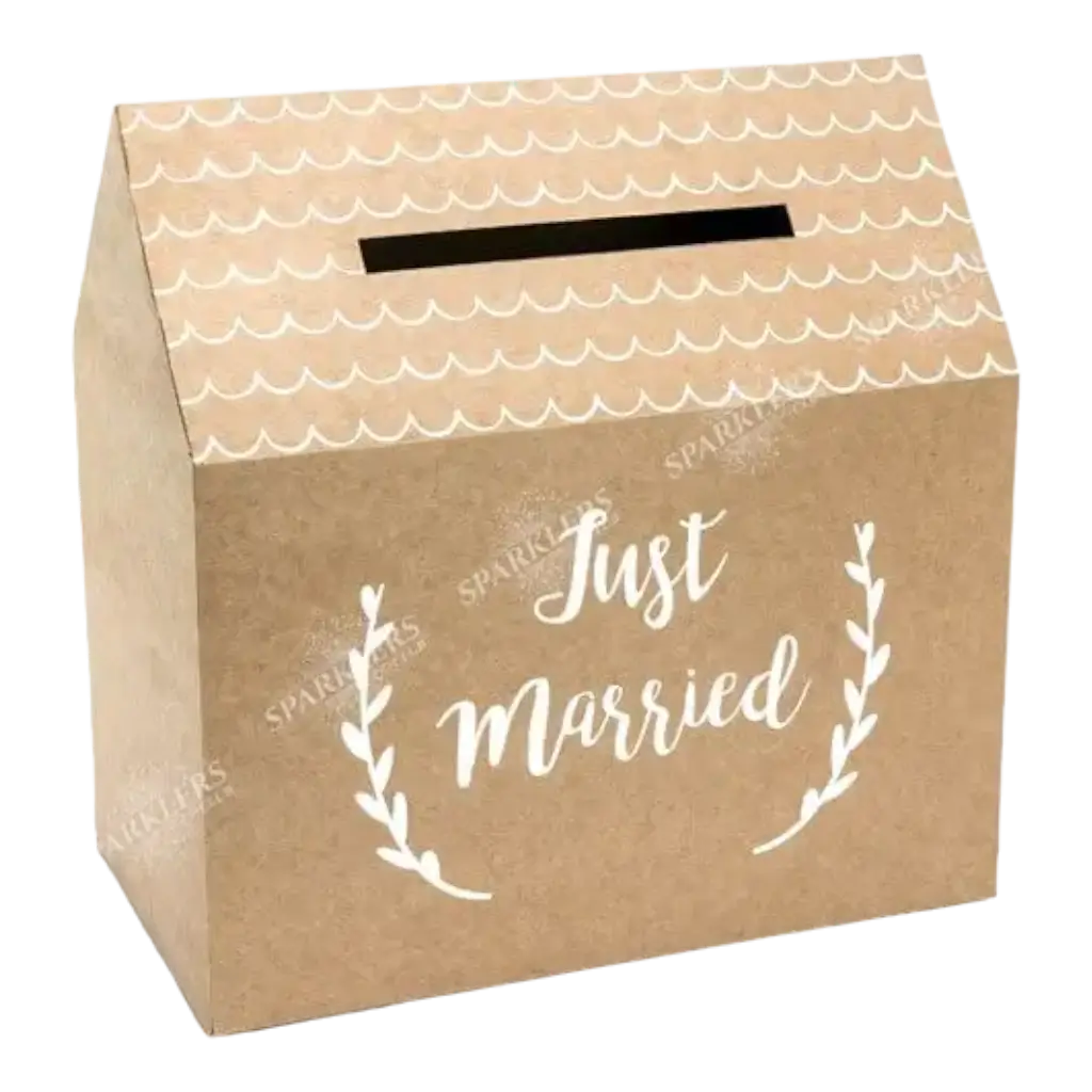 Urna di carta kraft con la scritta "Just Married".