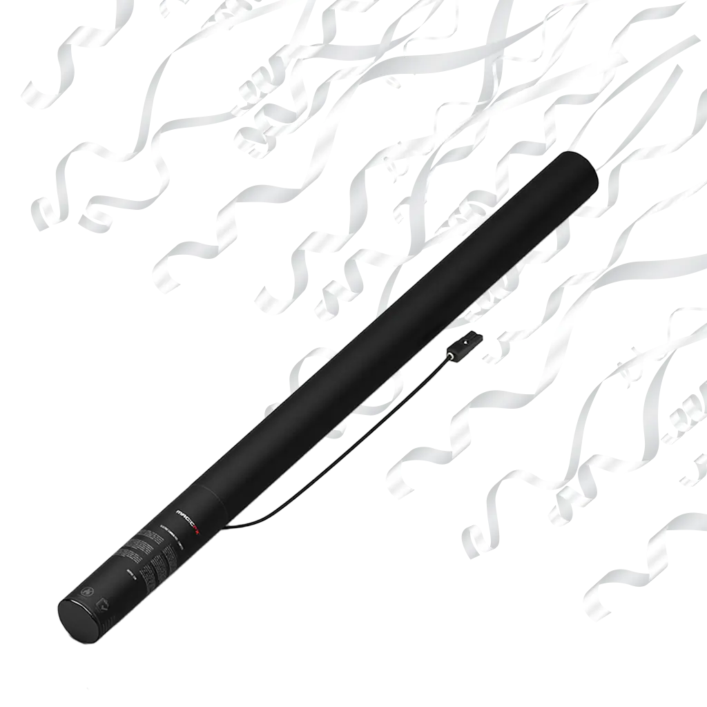 Pistola elettrica coriandoli Streamer bianco 80 cm