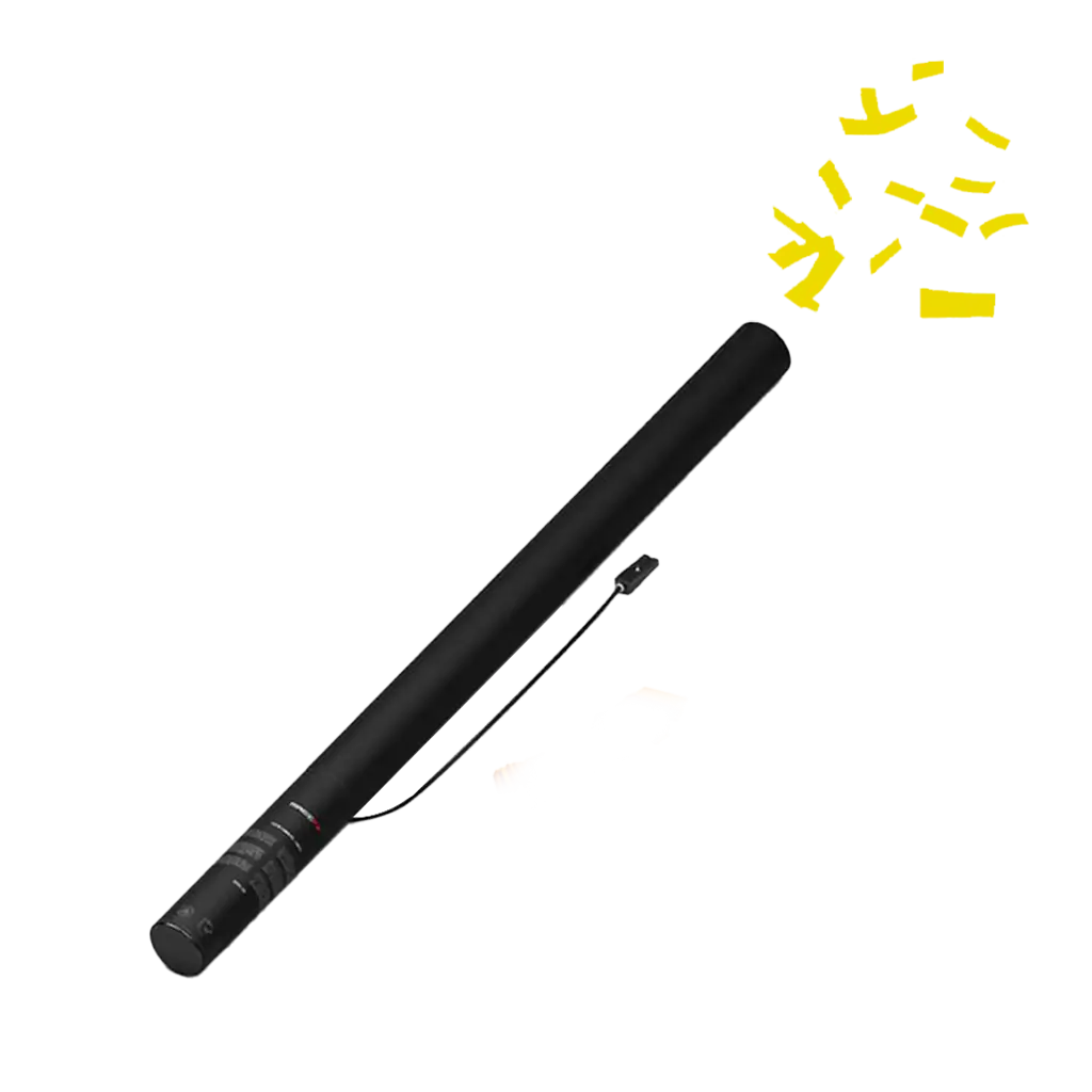 Pistola elettrica gialla per coriandoli 80 cm