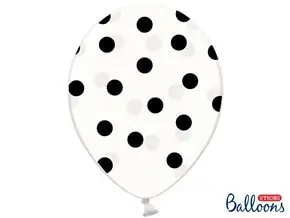 Confezione da 50 palloncini bianchi con motivi rotondi neri