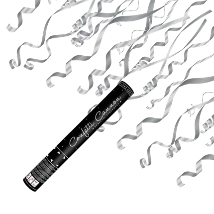 Cannoni Coriandoli 40cm Streamer Argento