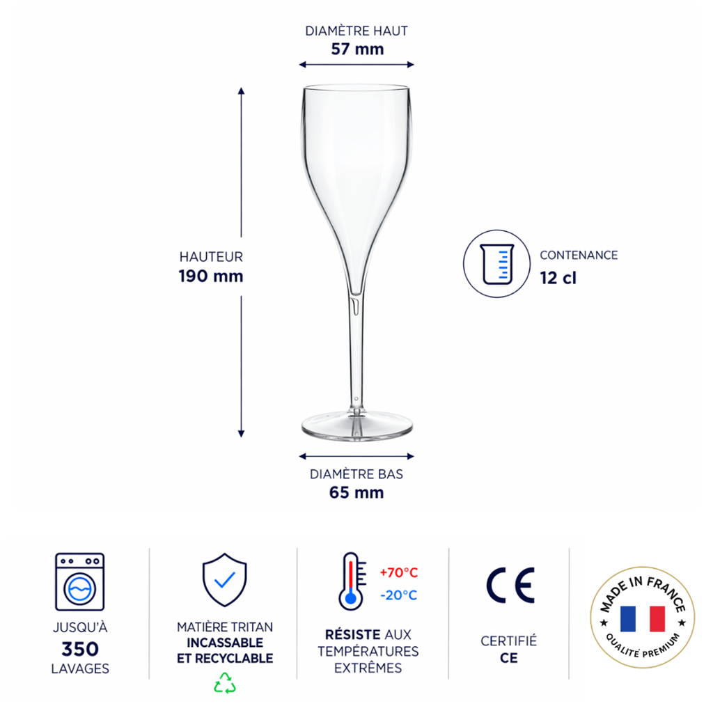 Flauto di Champagne trasparente 12cl