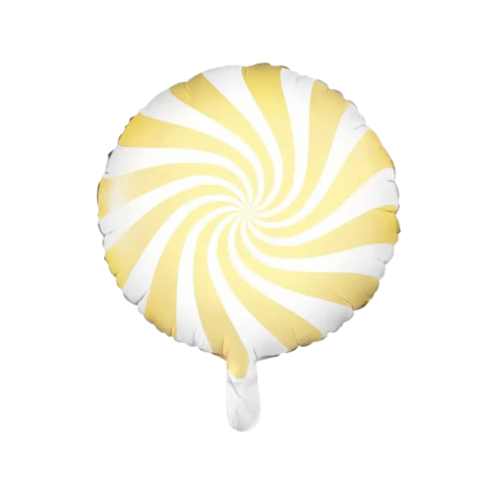 Palloncino Lecca lecca-lecca in alluminio giallo e bianco 45cm