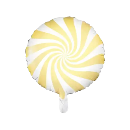 Palloncino Lecca lecca-lecca in alluminio giallo e bianco 45cm