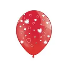 Confezione da 50 palloncini rossi con cuore bianco