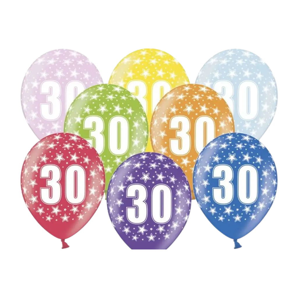 Confezione da 6 palloncini con scritta 30