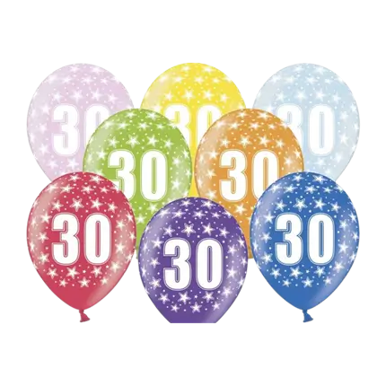 Confezione da 6 palloncini con scritta 30