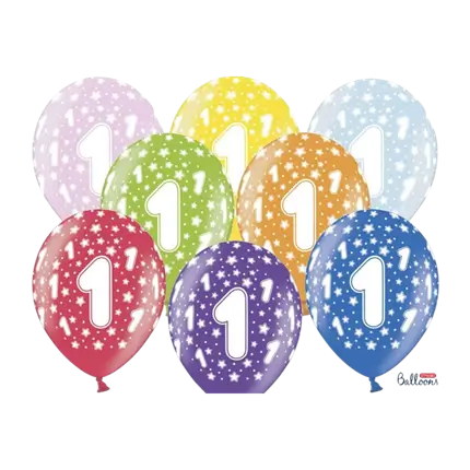Confezione da 6 palloncini multicolore con scritta 1