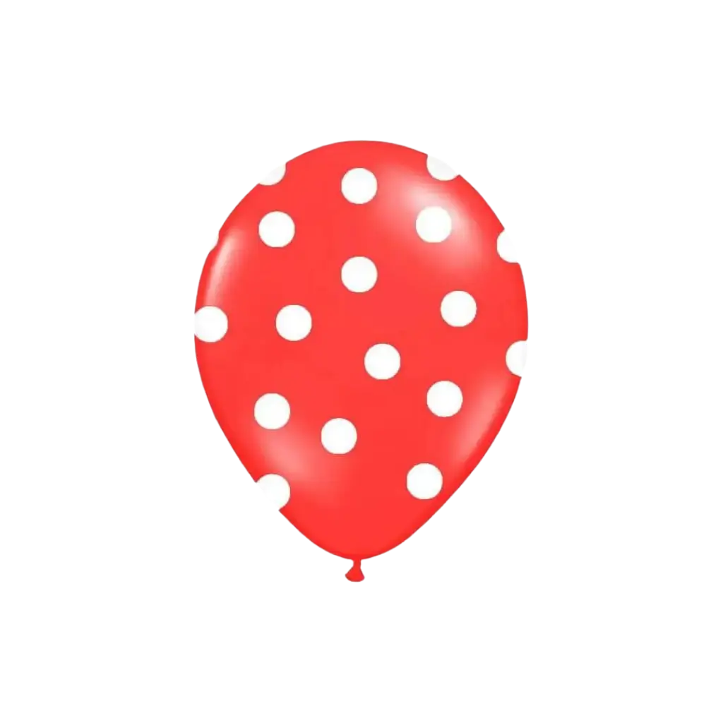 Confezione da 6 palloncini rossi con motivi rotondi bianchi