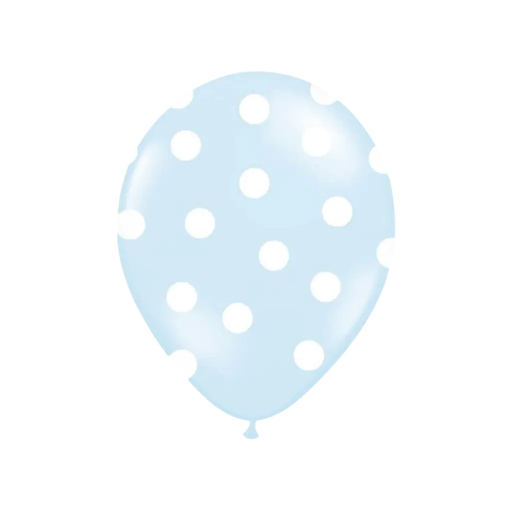 Confezione da 6 palloncini blu con motivi rotondi bianchi