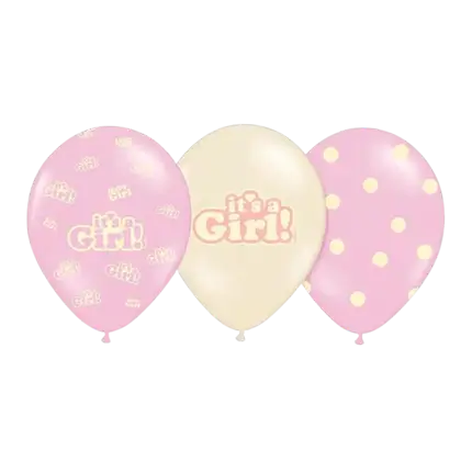 Confezione da 6 palloncini misti It's a Girl Mix