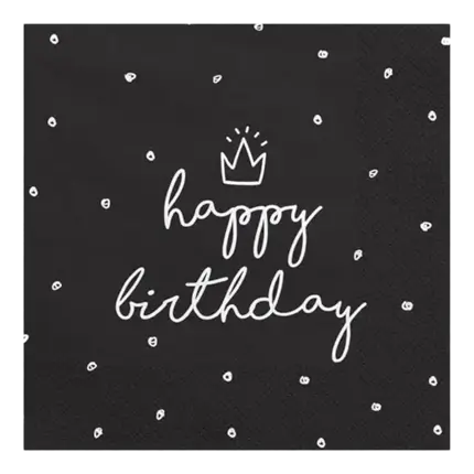 Confezione da 20 tovaglioli di carta Buon Compleanno nero