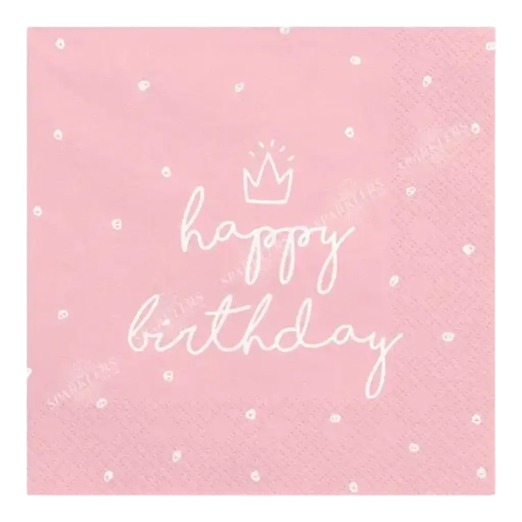 Confezione da 20 tovaglioli di carta Buon Compleanno rose