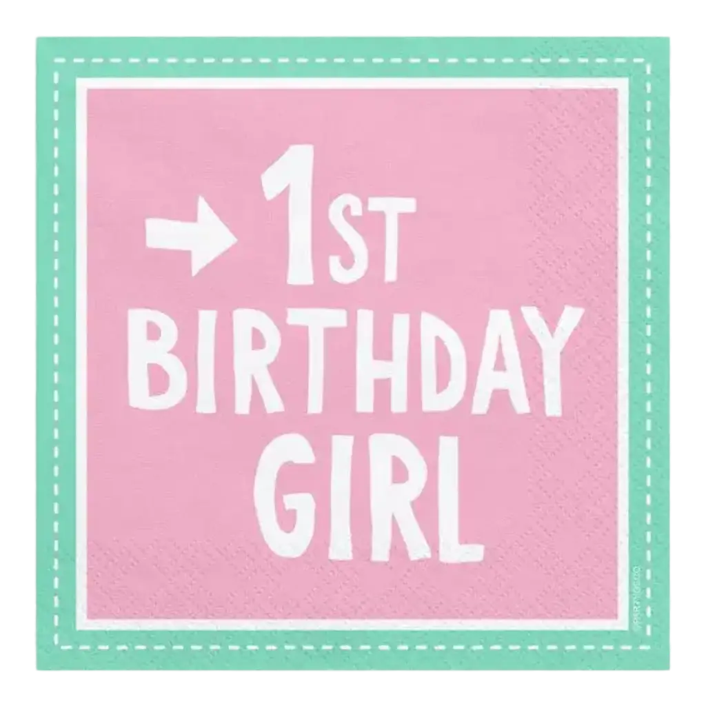Confezione da 20 tovaglioli di carta rosa 1° compleanno ragazza