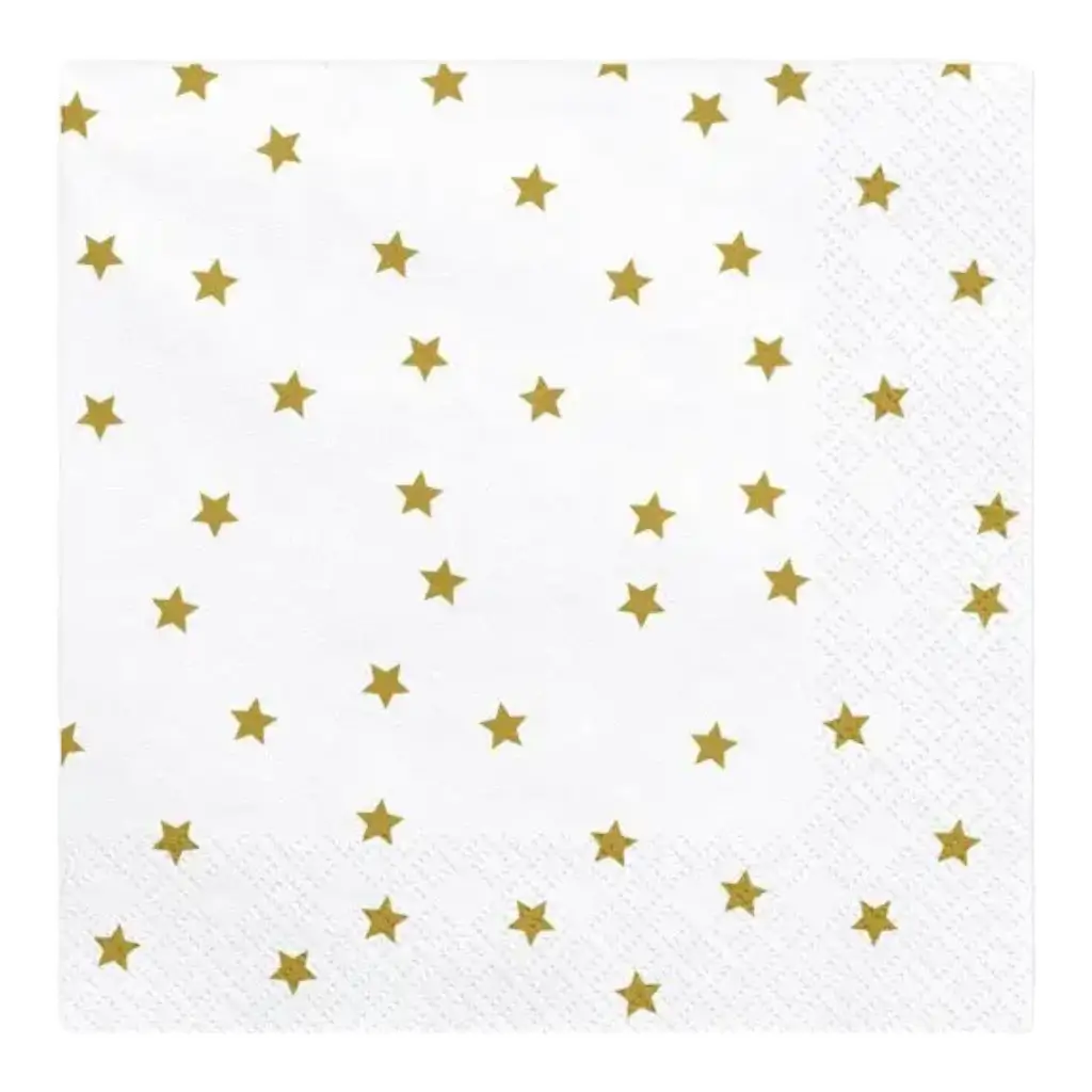 Tovagliolo di carta bianca con stella dorata (set da 20)