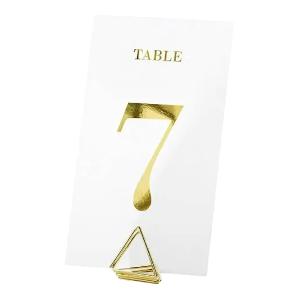 Numero di tavolo dorato su carta trasparente