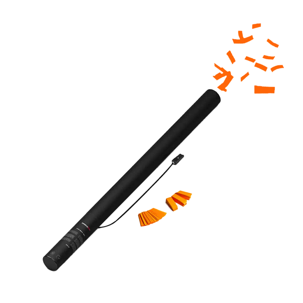 Pistola elettrica arancione coriandoli 80 cm