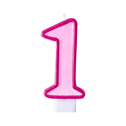 Candela di compleanno numero 1 rosa