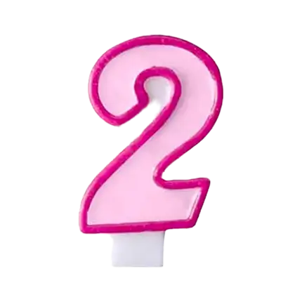 Candela di compleanno numero 2 rosa