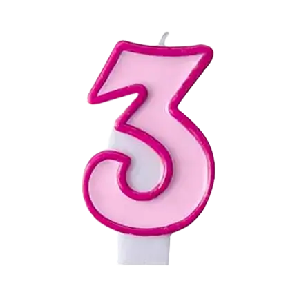 Candela di compleanno numero 3 rosa