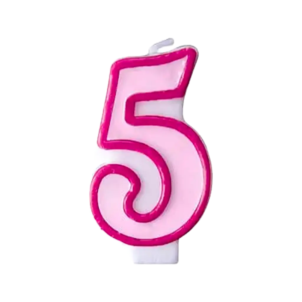 Candela di compleanno numero 5 rosa